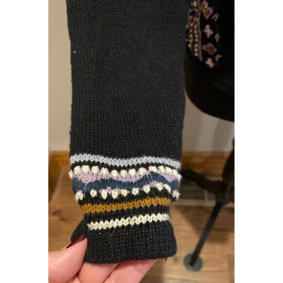 Vintage Christopher & Banks Sweater Cardigan Black Hand stitched Embroidery Med - Picture 5 of 12